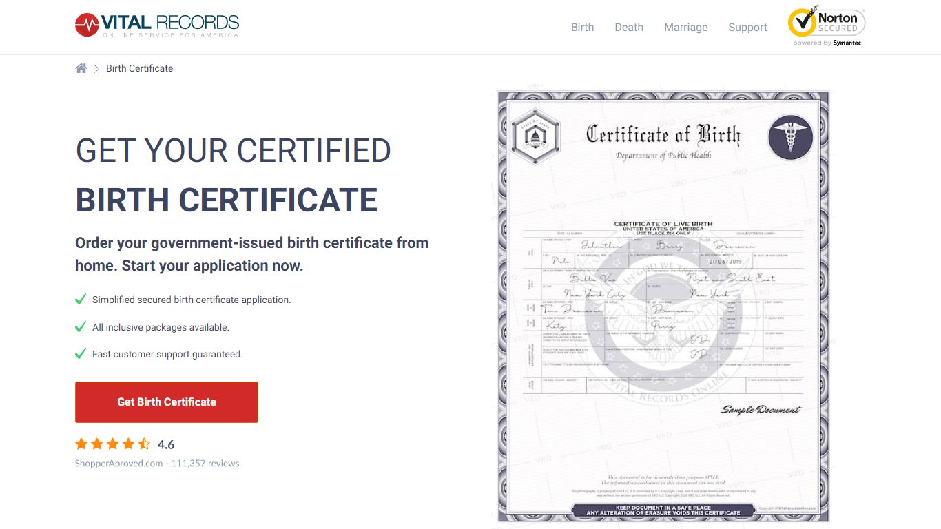 Get your certified Birth Certificate - Vital Records Online
